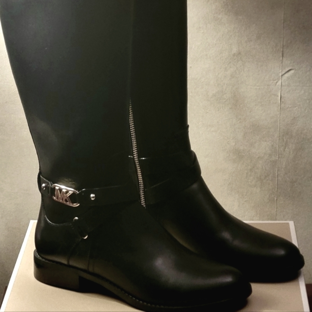 Michael Kors Black Kincaid Signature Riding Boots.